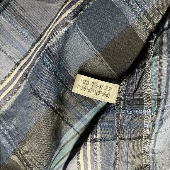 Tommy Bahama Men’s Blue L Silk Check Short Sleeve Button Up Shirt in EUC - Picture 6 of 11